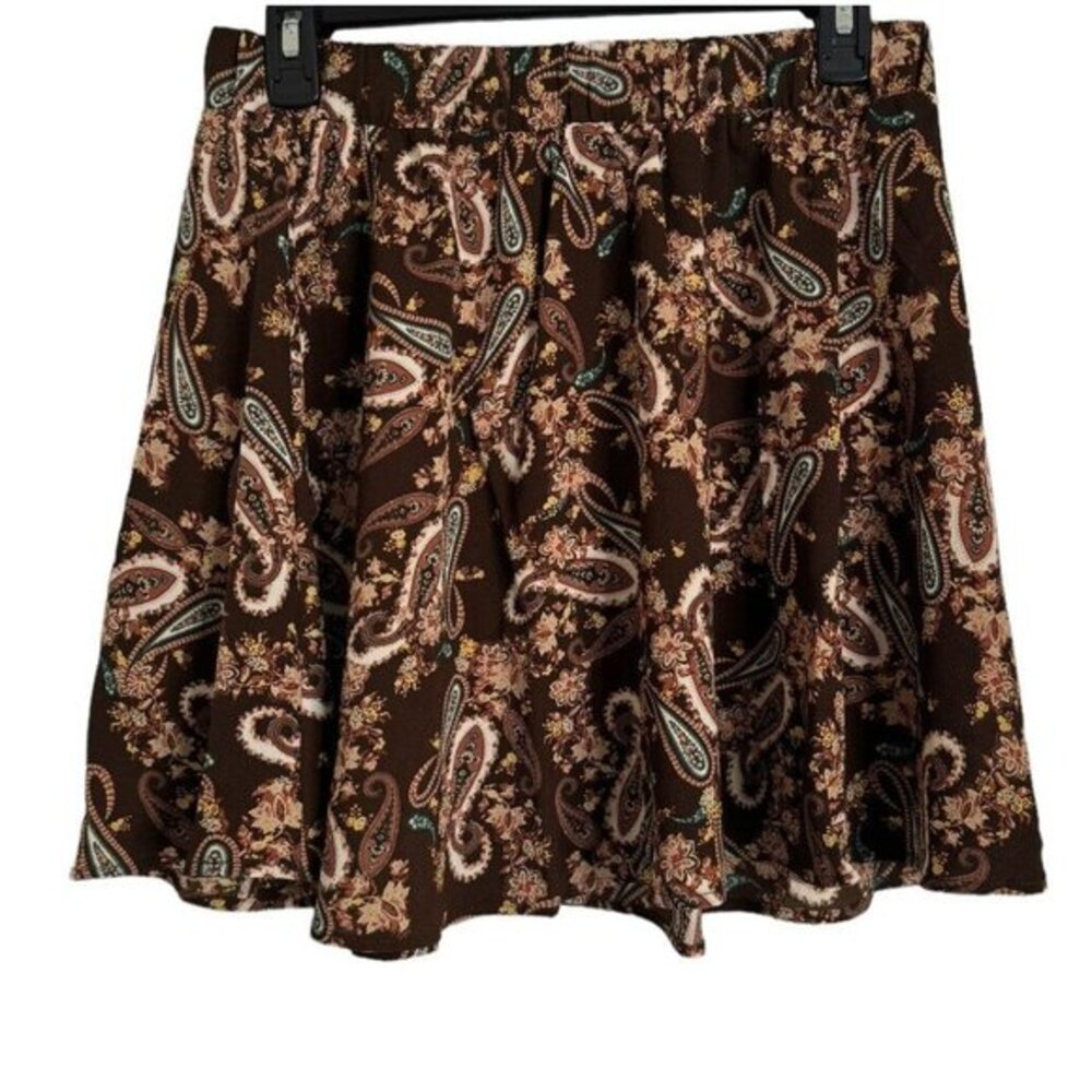 NWT Stitch Fix Vero Moda Brown Paisley Print High Waist Skater Skirt Sz Medium